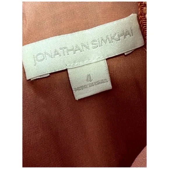 JONATHAN SIMKHAI Cotton-Macramé Lace Handkerchief-Hem Coral-Peach Dress 4 - Picture 8 of 11